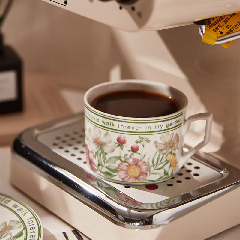Ensemble de tasses à thé et soucoupes Vintage français de 260ml, tasse en céramique florale de luxe légère, tasse à expresso, tasses à café tournesol pour la maison et le bureau, cadeau
