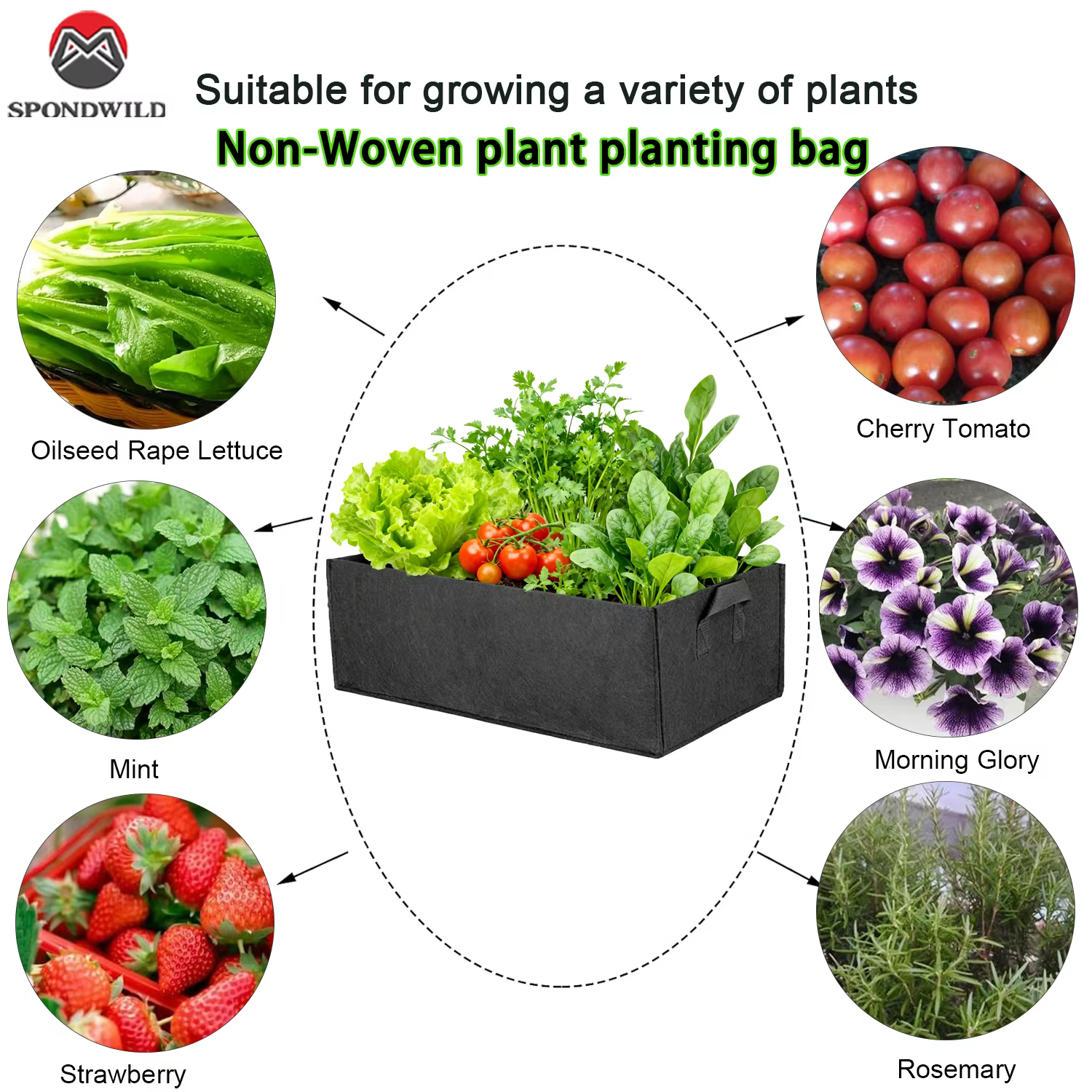Sac de plantation carré respirant, seau de culture Non tissé avec conception de contrôle des racines, peu encombrant et pliable pour un jardinage polyvalent
