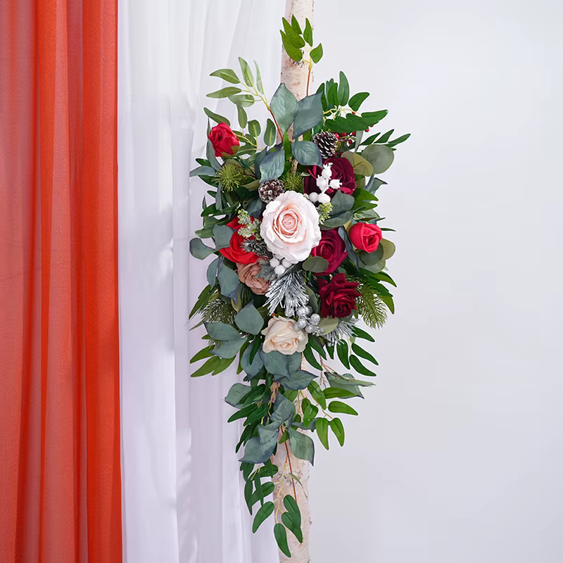 Série de noël Rose verdure accrocher fleur rangée mariage toile de fond cadre décoration Arrangement Floral événement fête fournitures H866215