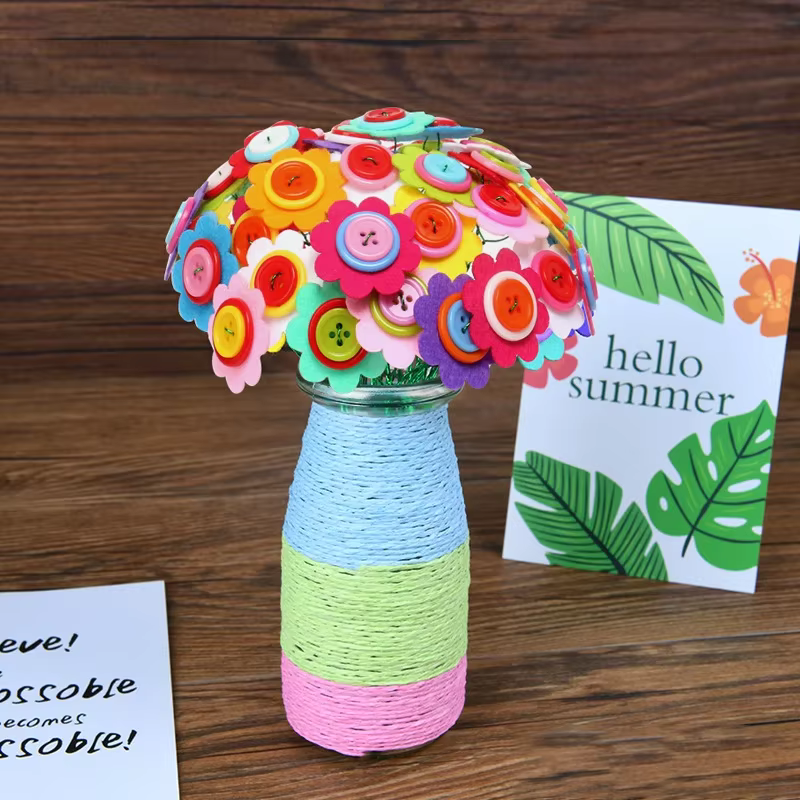 Kit d'artisanat de fleurs avec boutons et vase