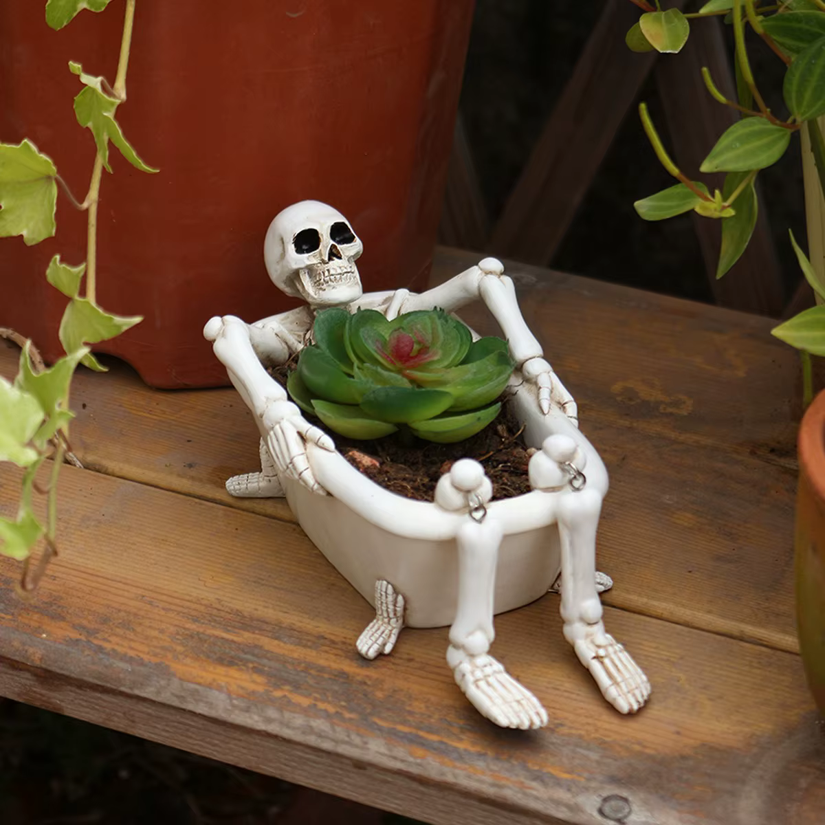 Pot de fleurs créatif en forme de crâne pour plantes succulentes