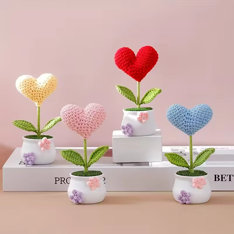 Plantes artificielles en pot en forme de cœur accrochées à la main - Sélection de décoration de maison et de cadeaux