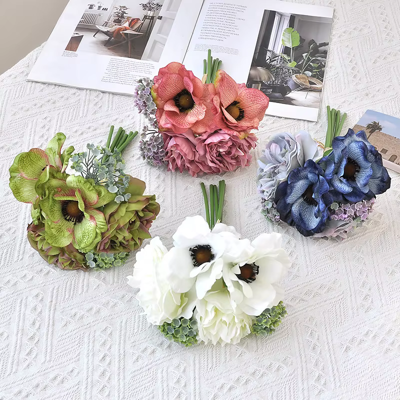 Bouquet d'anémone artificiel en soie