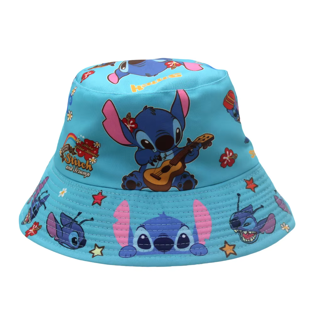 Casquette de pêcheur Stitch Disney Anime avec imprimé ange, chapeau de bassin mignon, coiffe pour garçons et filles, idéal pour les voyages, le jeu, la protection solaire, cadeaux