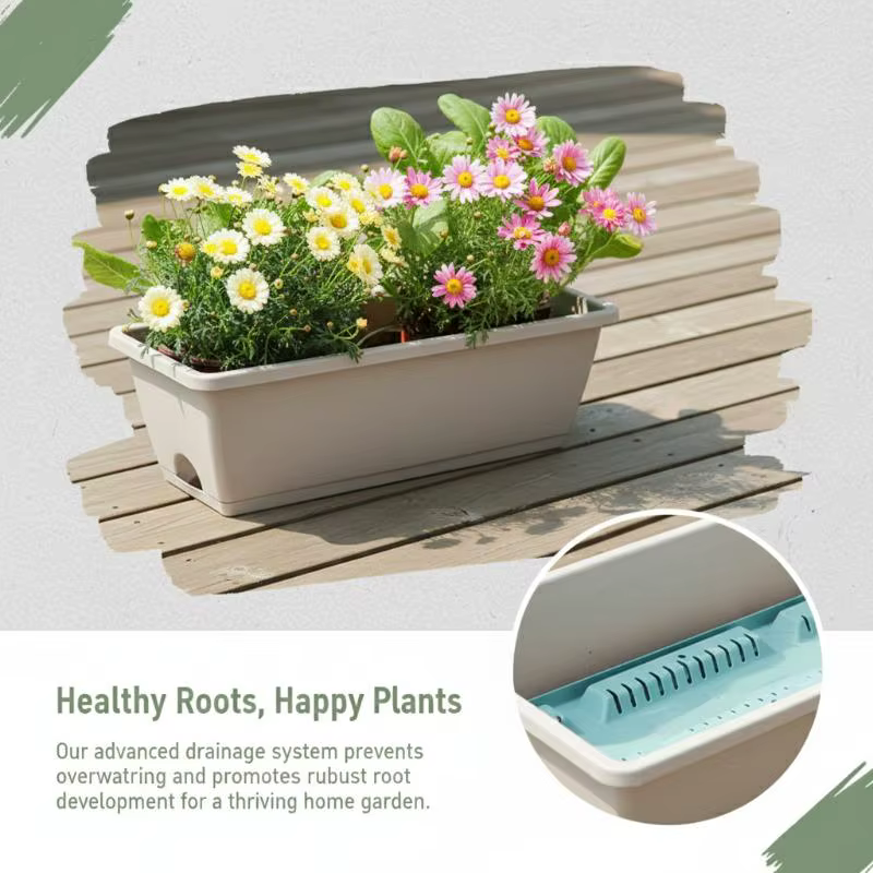 Pot de fleurs auto-absorbant avec base de drainage pour plantes d'intérieur
