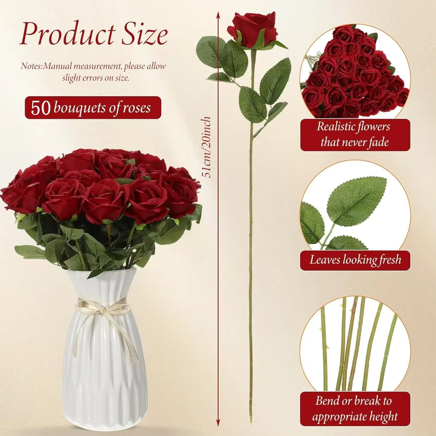 Roses artificielles en velours