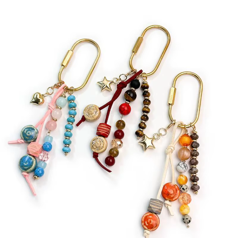 Porte-clés pendentif coquillage style plage, fait main en corde, ornement de sac tendance pour accessoire de voyage estival, cadeau