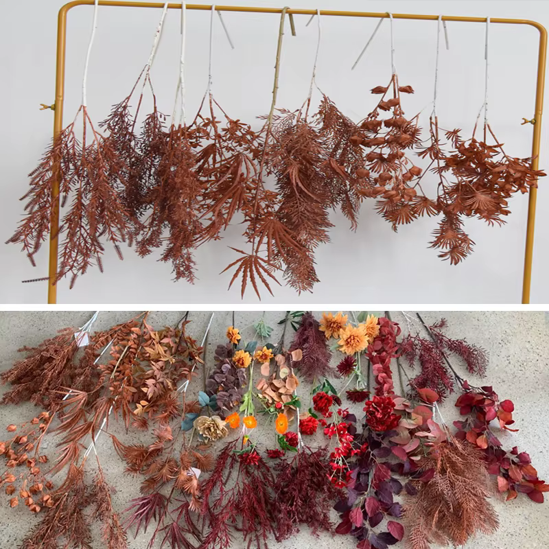 Série de fleurs artificielles couleur caramel pour mariage