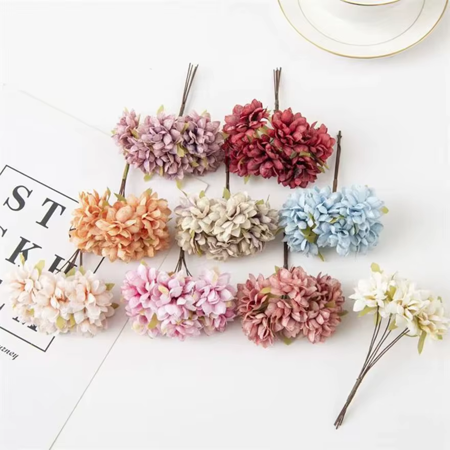 Fleurs artificielles En Soie Oeillet Mini Bouquet Jardin En Plein Air De Mariage Guirlande Maison Vase Table Decorat Scrapbook Ornements De Mariée