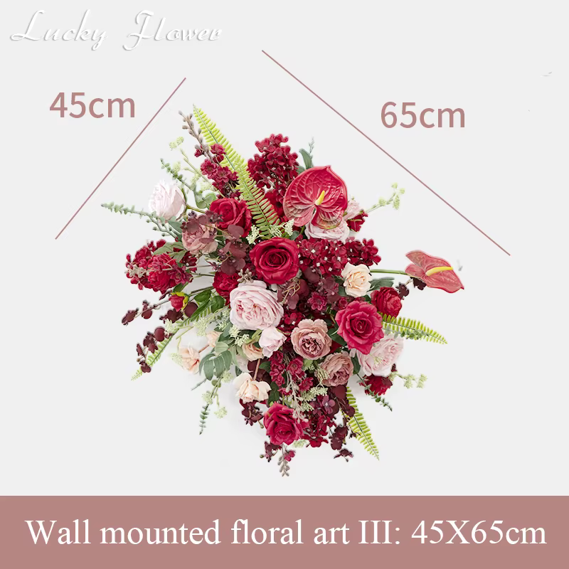 Décoration de mariage de luxe en fleurs artificielles rouges