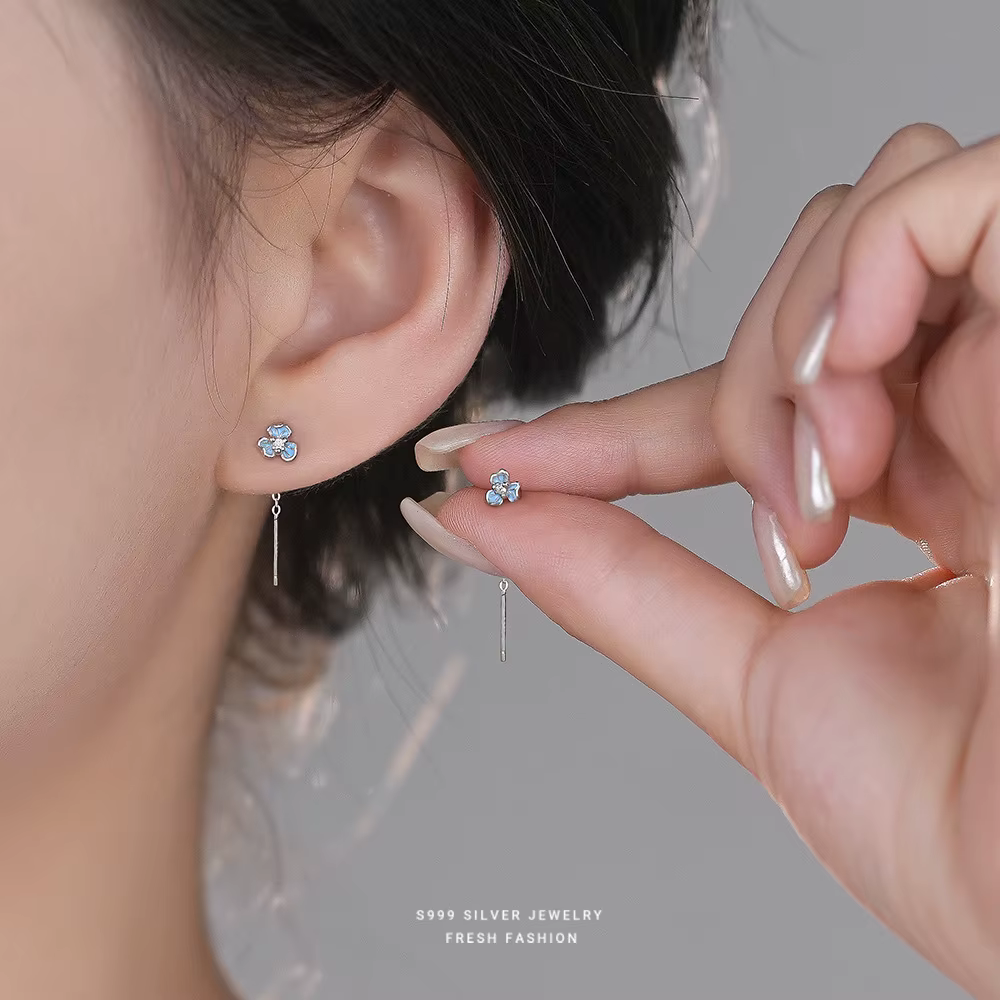 SOFTPIG réel 925 en argent Sterling Mini fleur Piercing boucles d'oreilles pour les femmes mignon bijoux fins accessoires minimalistes