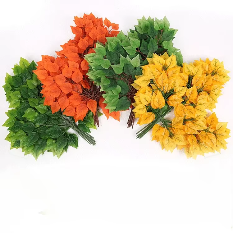12 pièces de feuilles de bouleau artificielles