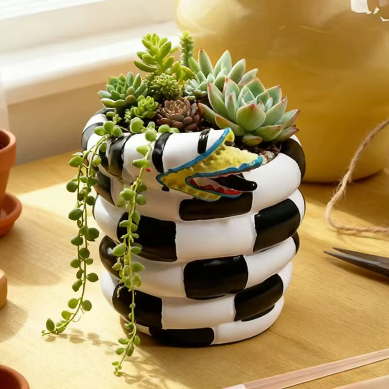 Pot de fleurs en spirale créatif