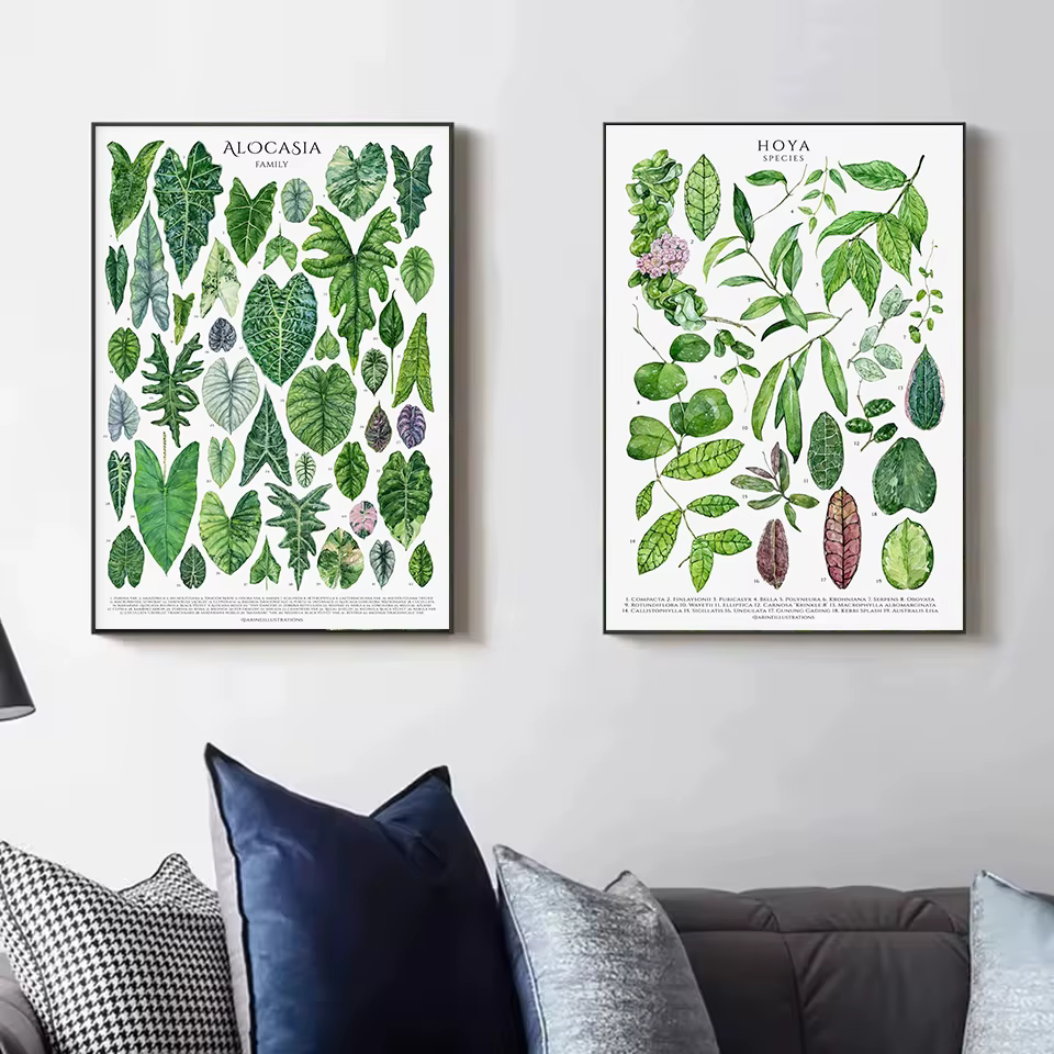 Affiche sur toile avec feuilles de plantes classiques
