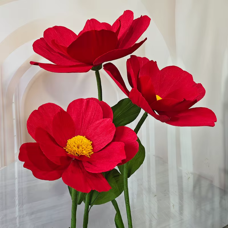 Fleurs artificielles camélia rouge 190cm