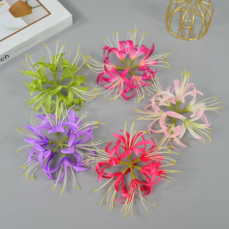Têtes de fleurs artificielles de lys araignée rouge