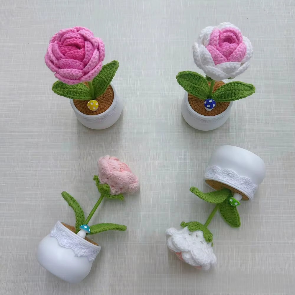 Rose française en Crochet faite à la main