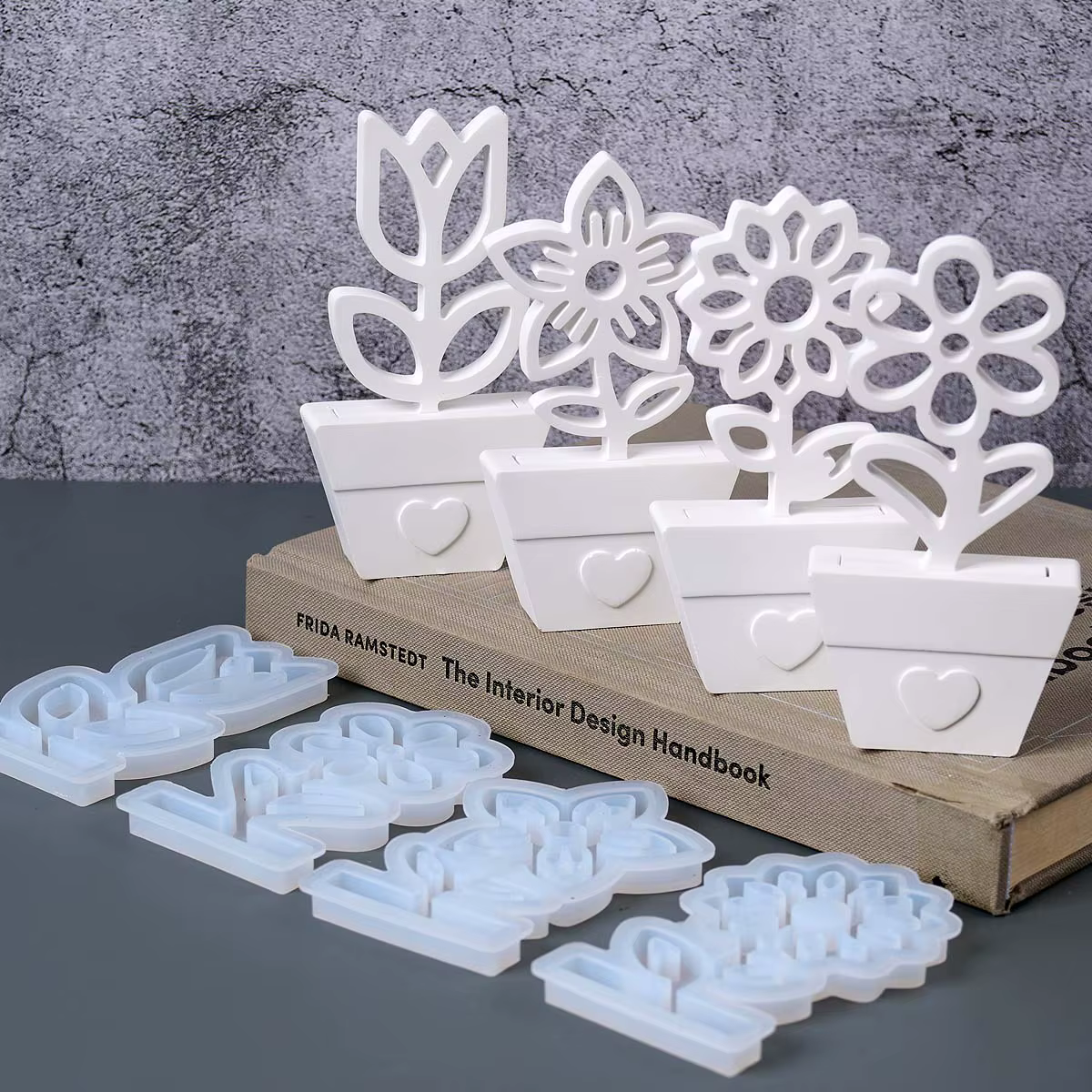 Pot de fleurs ornement Silicone moule bricolage conception creuse tournesol tulipe Acacia