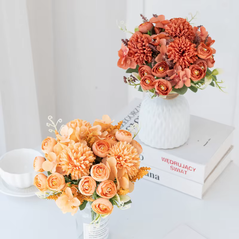 Hortensia artificielle fleurs Scrapbook soie thé Rose bourgeons Vase maison chambre décor saint valentin mariage Bouquet bricolage cadeau accessoire guirlande