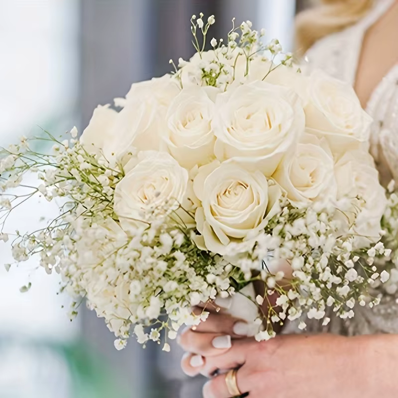 20 fleurs artificielles réalistes en gypsophile blanc – Élégantes fausses