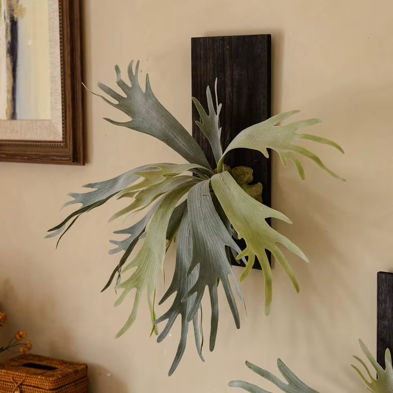 Plante tropicale artificielle tenture murale décoration bois de cerf fougère