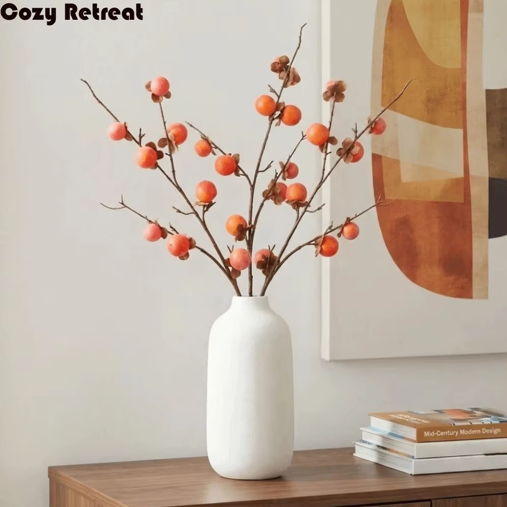 8 têtes de branches de kaki artificielles