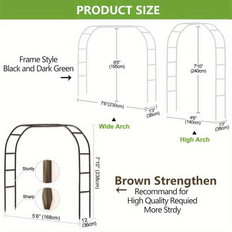 Arche de jardin personnalisée renforcée pour plantes grimpantes (roses