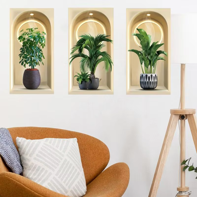Autocollants muraux de plantes aquarelle 3D