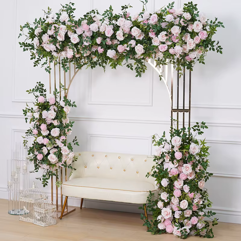 A7876 Rose vert plante vigne feuille d'érable fleur Arrangement décor pour mariage toile de fond arc cadre accrocher rangée florale scène accessoires