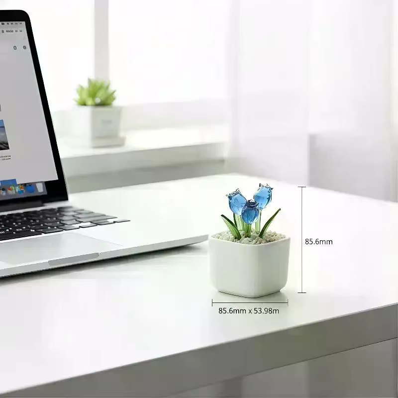 Pot de fleurs en verre magnétique soufflé à la main