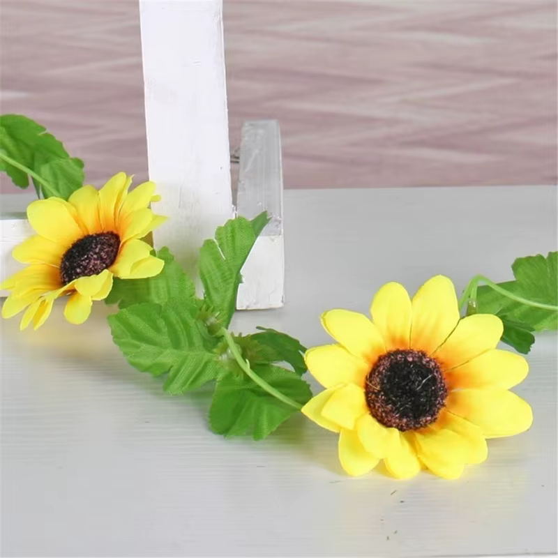 1/2/5 pièces 260cm artificiel jaune tournesol guirlande fleur vigne mariage Floral arc décor soie