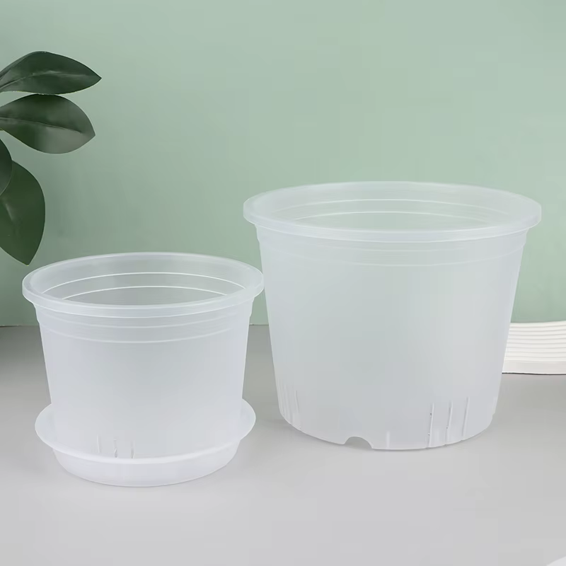 Pot d'orchidée rond Transparent avec/sans plateau