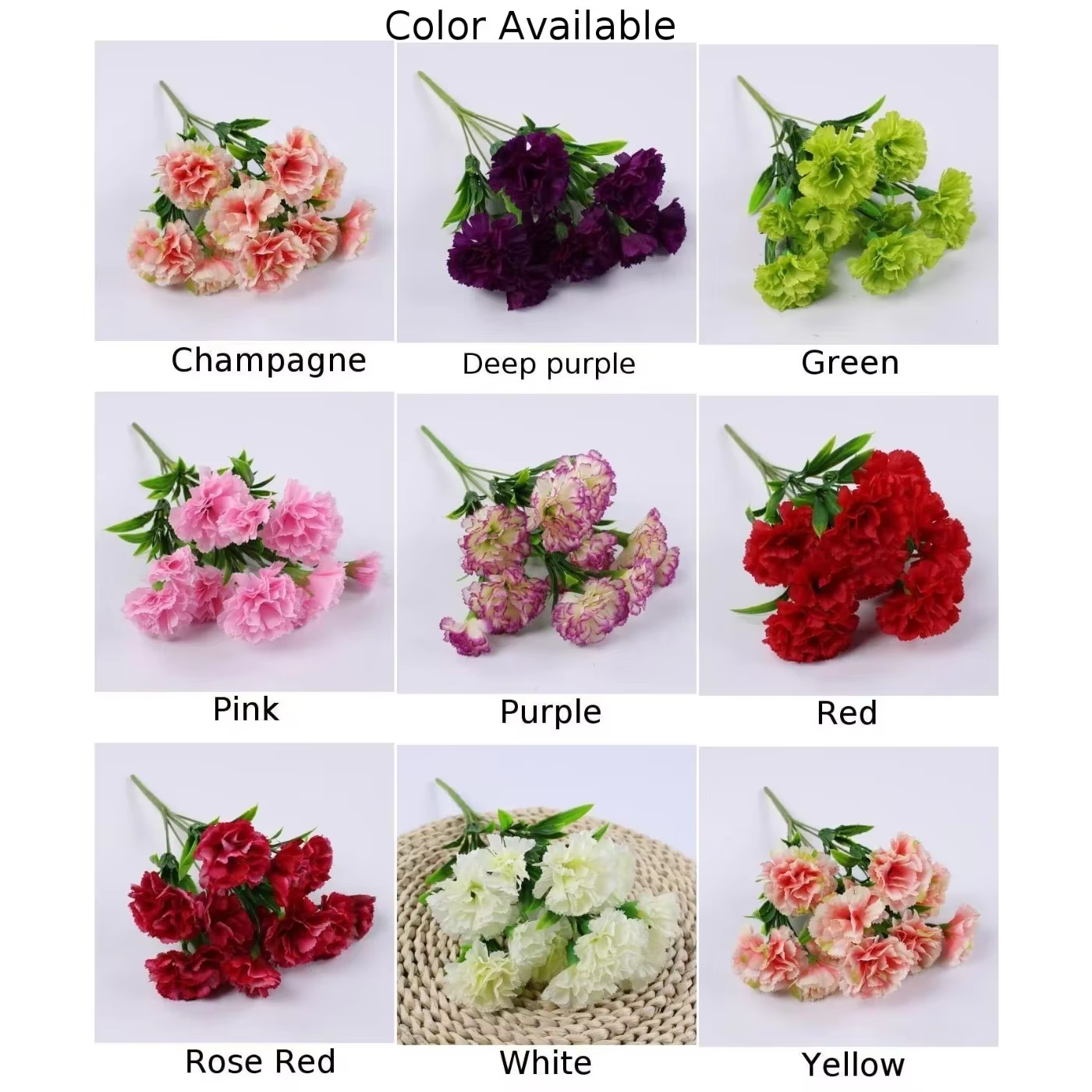 1 Bouquet d'œillets, fleur artificielle d'extérieur résistante aux UV
