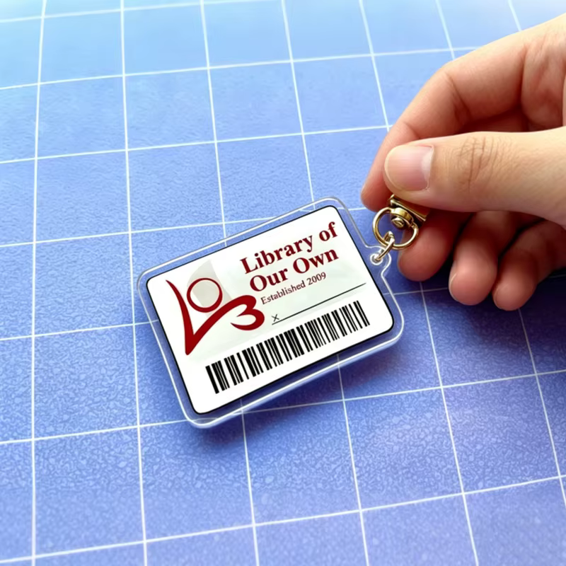 Porte-clés en acrylique avec logo LOOO, thème bibliothèque, cadeau pour les amoureux des livres, pendentif de 2,5 pouces, accessoire de sac