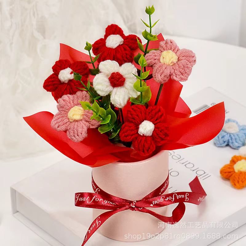 Bouquet de fleurs tricotées