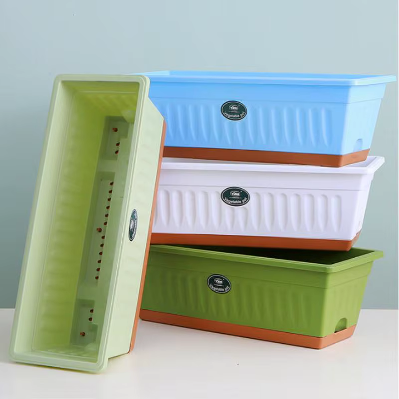 Pot de plantes rectangulaire en plastique pour l'intérieur et l'extérieur