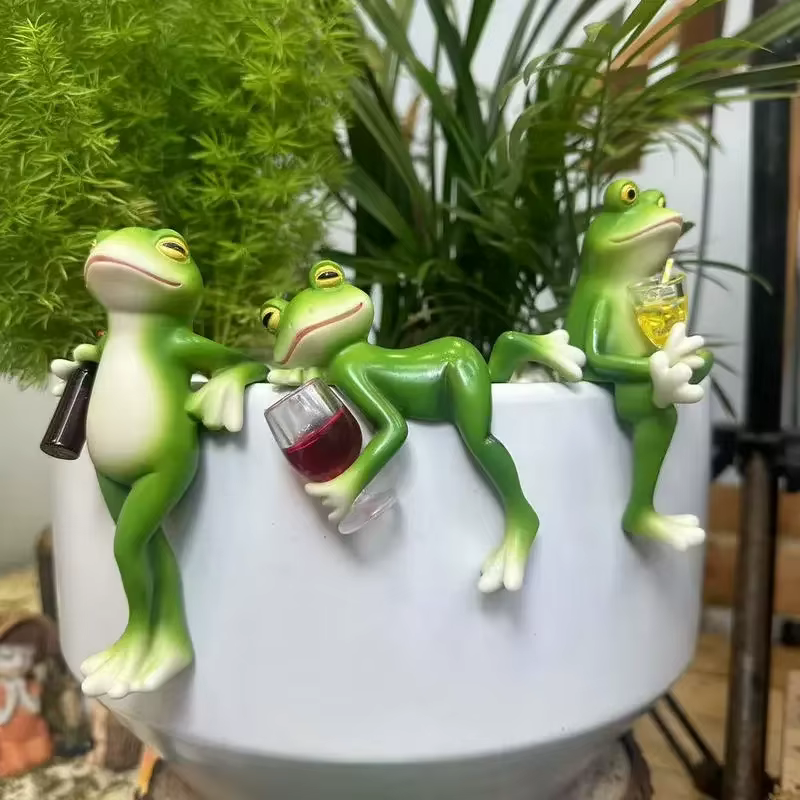 Jardinière de grenouille contemporaine en résine