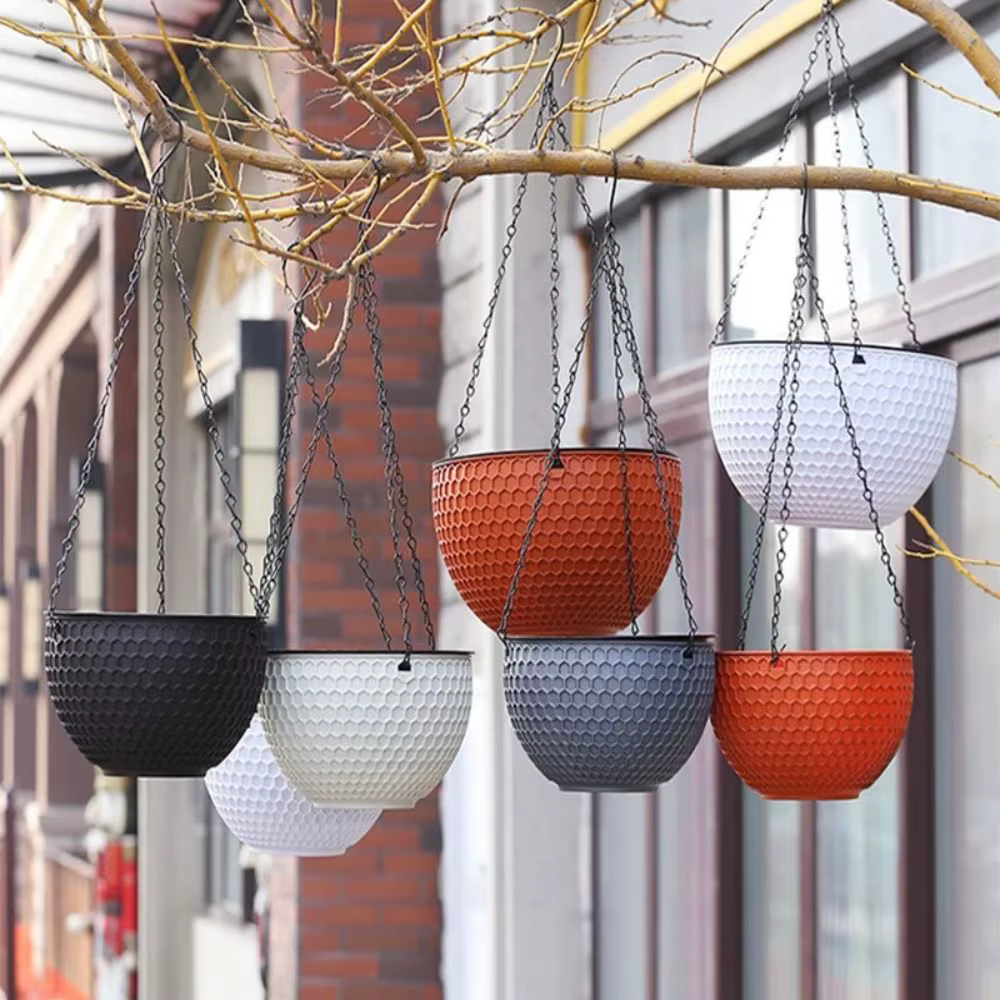 Nouveau Pot de fleur de tissage d'imitation en plastique suspendu Pot