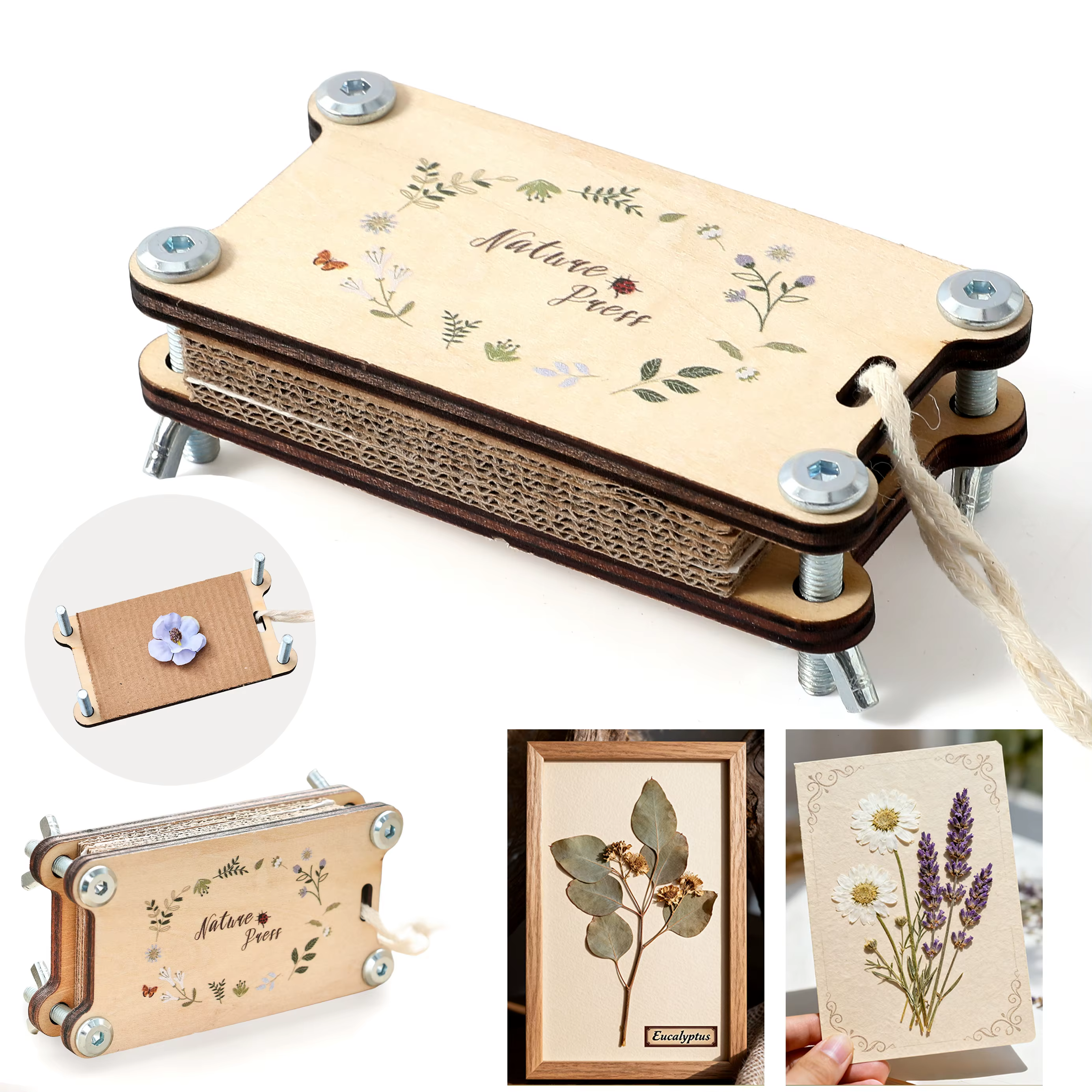 Kit de presse à fleurs en bois pour fleurs séchées pressées