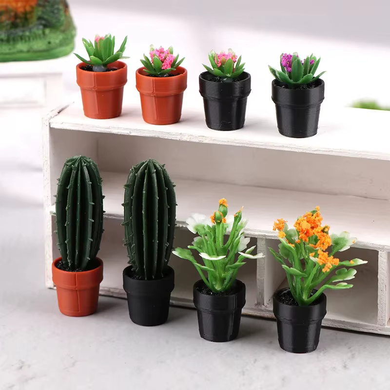 Simulation de plante en pot pour maison de poupée 1:12