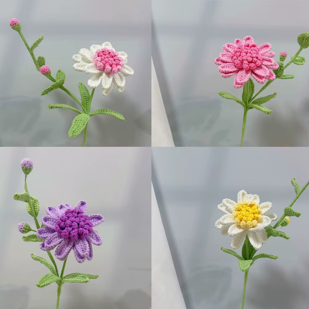 Bouquet de marguerites africaines au crochet fini