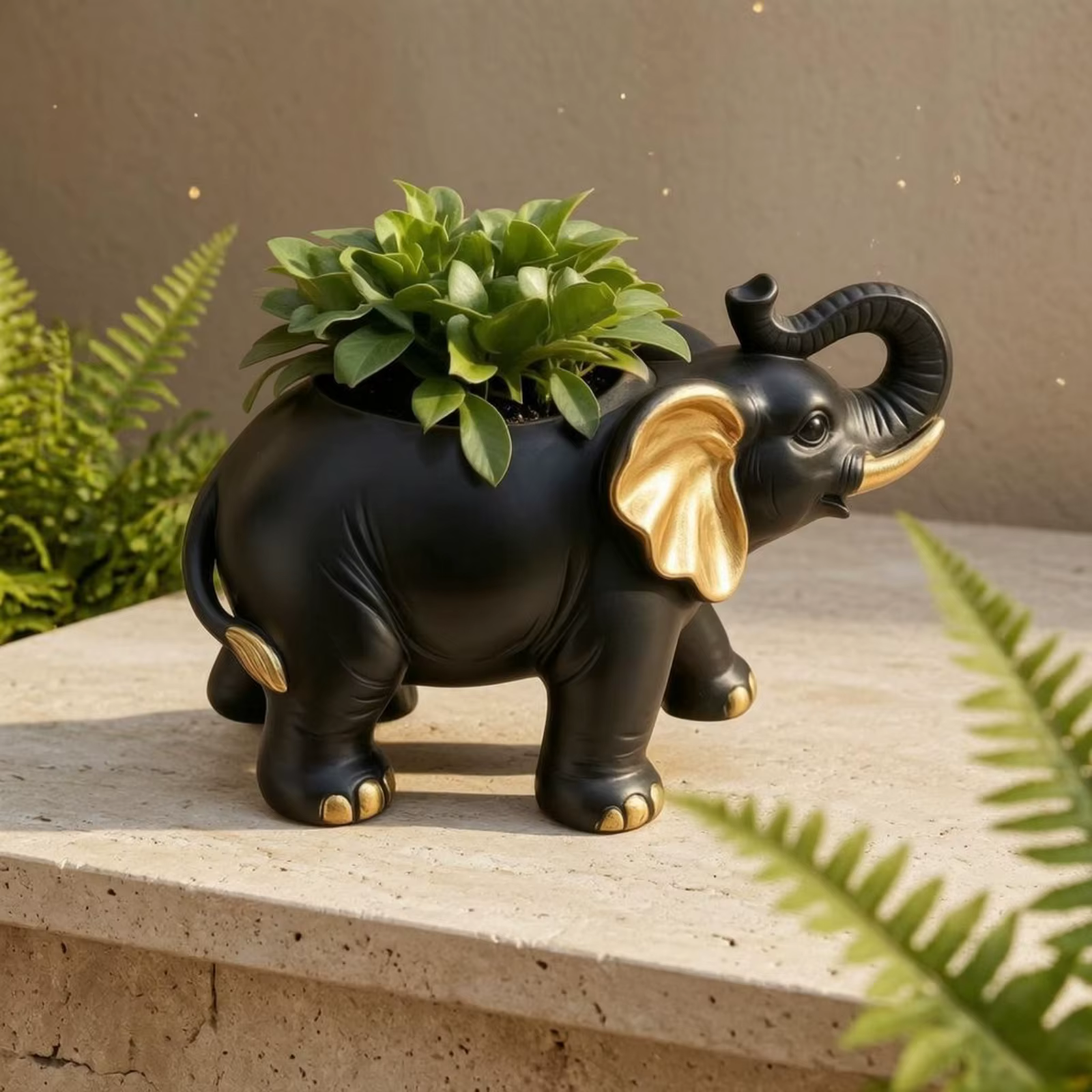 Jardinière en résine en forme d'éléphant