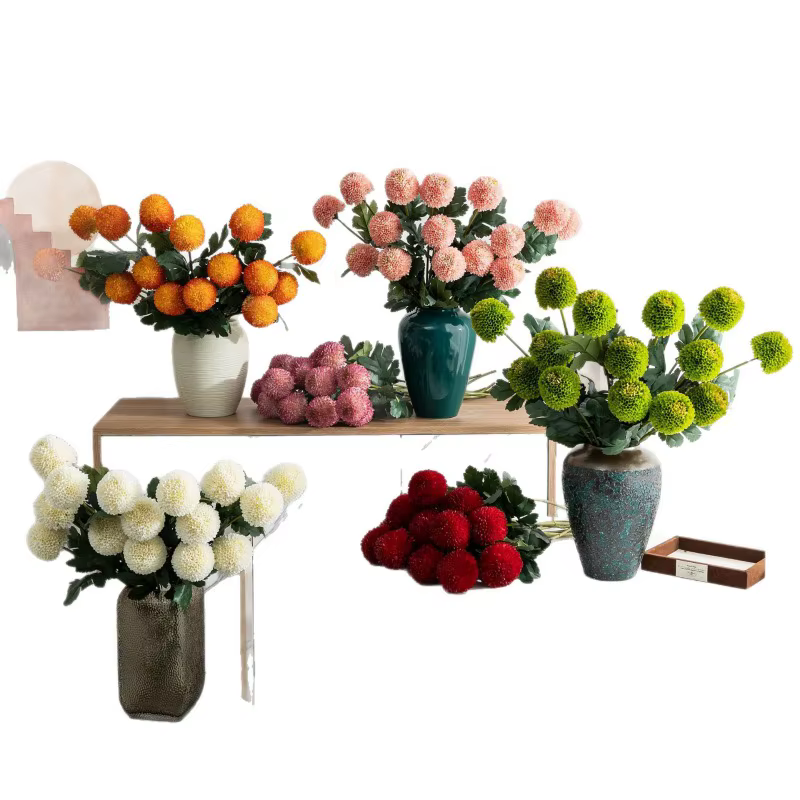 8 pièces de chrysanthèmes artificiels de septembre