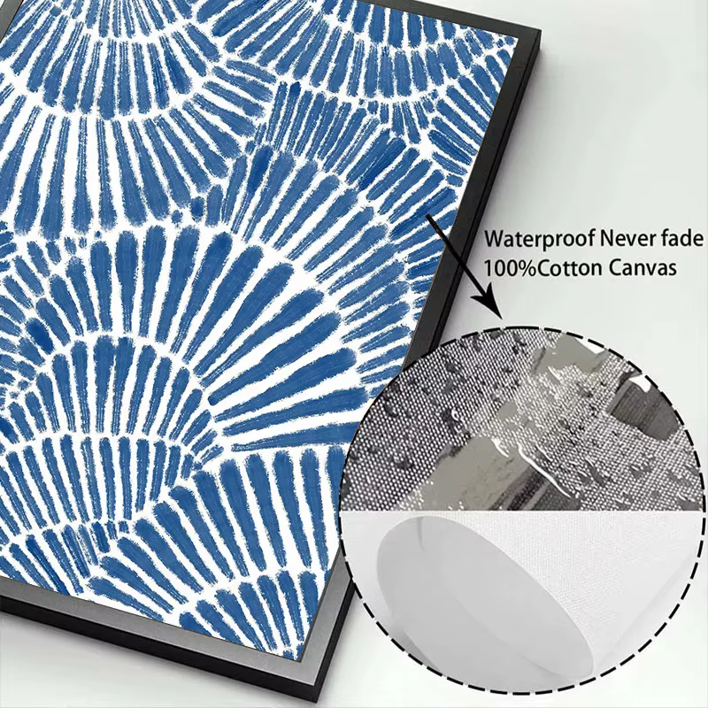 Affiche de fleur à points de ligne bleue aquarelle minimaliste