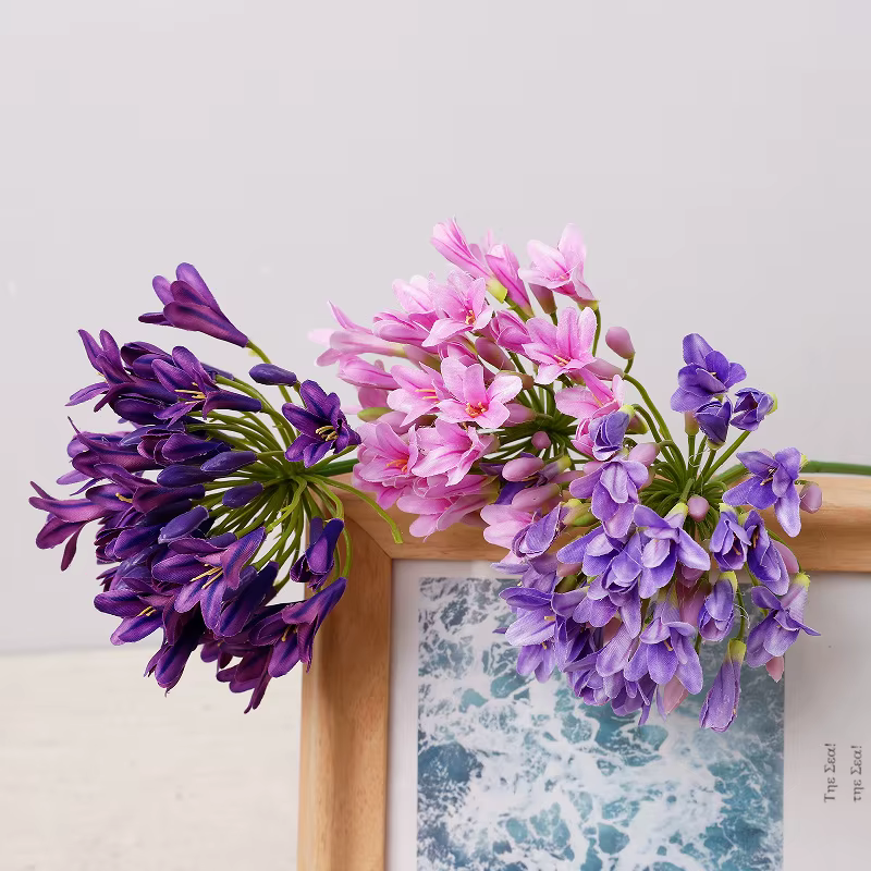 6 pièces de fleurs artificielles d'agapanthus en soie de haute qualité