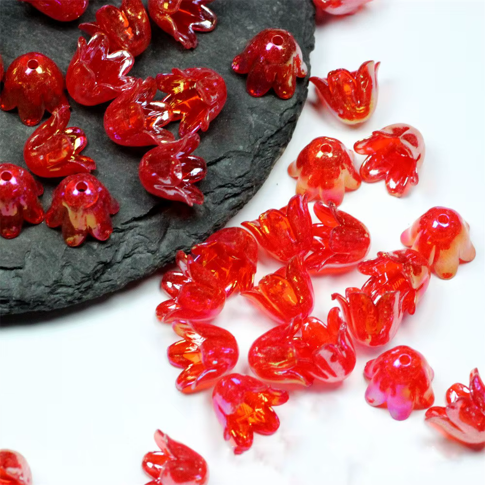 Perles acryliques en forme de fleur trompette, 50 pièces, pour la fabrication de bijoux, épingle à cheveux, accessoires faits à la main