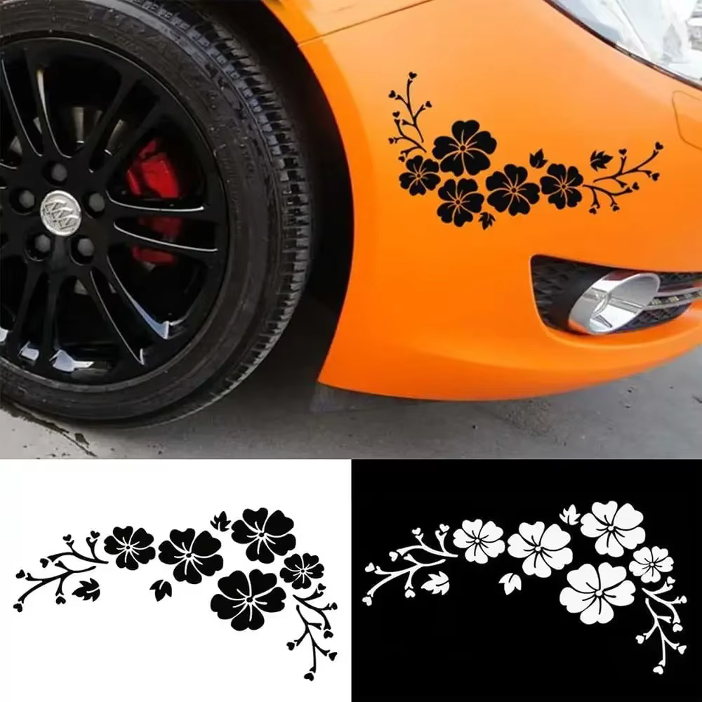Autocollant de carrosserie de voiture motif fleur, décalcomanie en vinyle pour vitre de voiture, pare-chocs, porte, autocollant de protection contre les rayures, décalcomanie automobile, décoration de