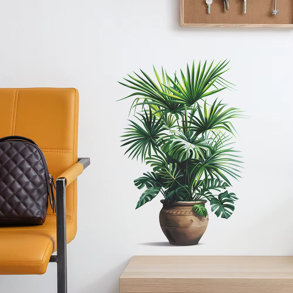 Autocollant mural auto-adhésif en Pot de plante verte