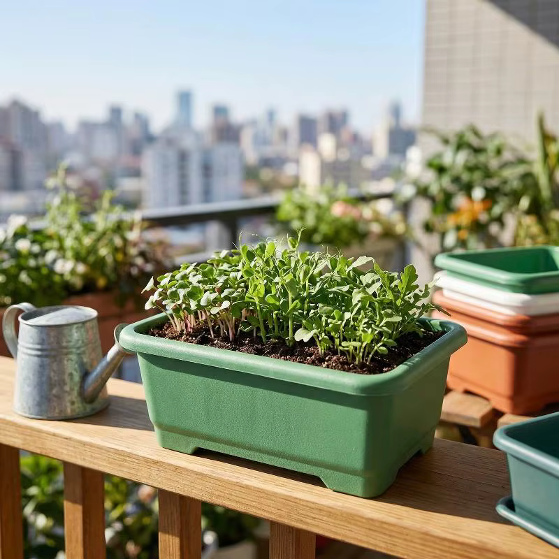 Jardinière rectangulaire incassable et résistante aux chocs avec trou de drainage