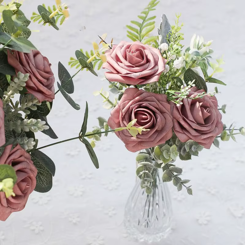 Fausses Fleurs Artificielles en Mousse avec Tiges
